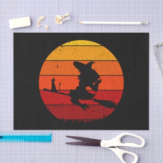 Retro Sunset Halloween Witch I Tissuepapier (Craft)