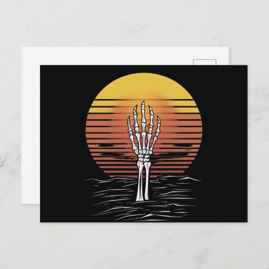  Retro Sunset Halloween Zombie Hand Scary Briefkaart (Voorkant / Achterkant)