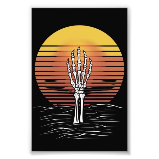  Retro Sunset Halloween Zombie Hand Scary Foto Afdruk (Voorkant)
