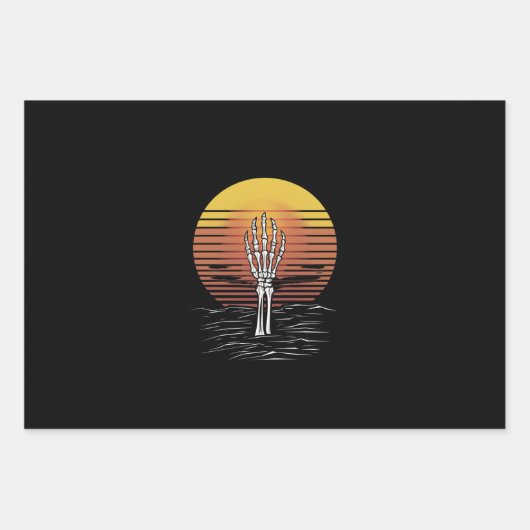  Retro Sunset Halloween Zombie Hand Scary Inpakpapier Vel (Voorkant)