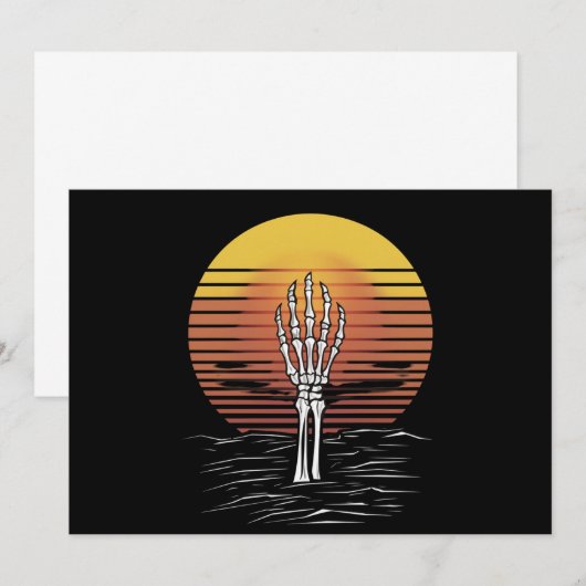 Retro Sunset Halloween Zombie Hand Scary Kaart (Voorkant / Achterkant)