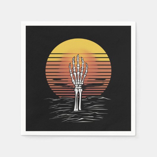 Retro Sunset Halloween Zombie Hand Scary Servet (Voorkant)