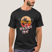 Retro Sunset Het is Tequila Time Funny Drink Premi T-shirt (Voorkant)