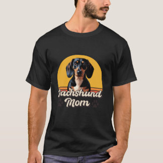  Retro Sunset Hond Mama Teckel Huisdier Eigenaar M T-shirt