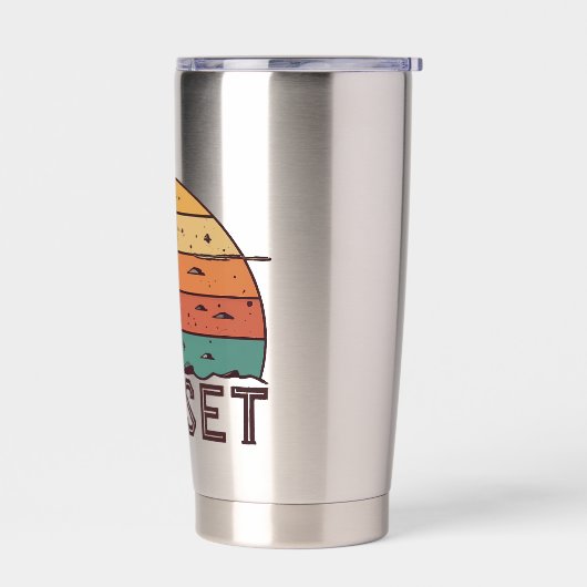 Retro Sunset Horizon Graphic Mug' Geïsoleerde Drinkbeker (Links)