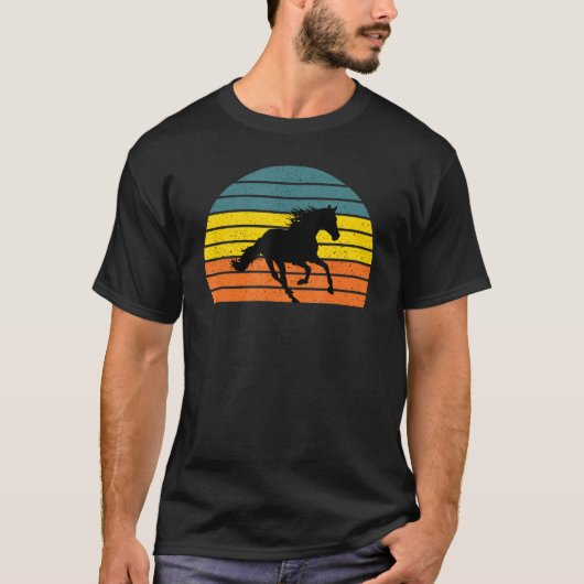 Retro Sunset Horse Silhouette T-shirt (Voorkant)
