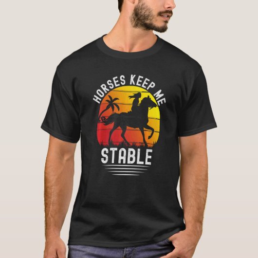 Retro Sunset Horses Keep Me Stable  Horses T-shirt (Voorkant)