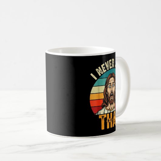 Retro Sunset I Never Said That Funny Shocked Jesus Koffiemok (Voorkant rechts)