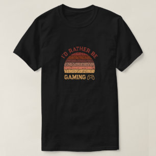 Retro Sunset Ik zou liever gamen T-shirt