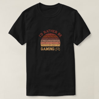 Retro Sunset Ik zou liever gamen T-shirt