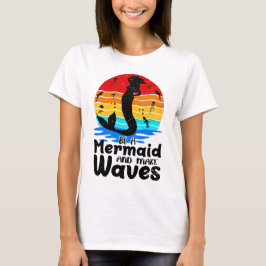  Retro Sunset is een Zeemeermin Mermaid Make Waves T-shirt