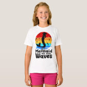  Retro Sunset is een Zeemeermin Mermaid Make Waves T-shirt (Voorkant volledig)