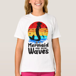  Retro Sunset is een Zeemeermin Mermaid Make Waves T-shirt