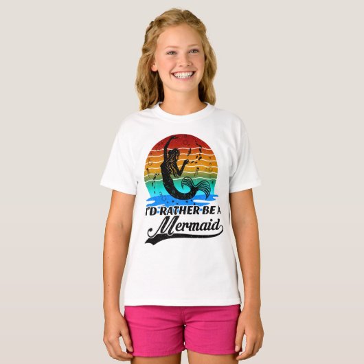  Retro Sunset is eerder een zeemeermin T-shirt (Voorkant volledig)