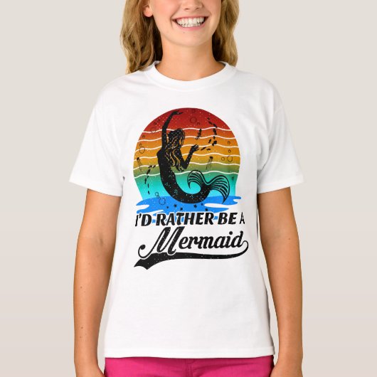  Retro Sunset is eerder een zeemeermin T-shirt (Voorkant)