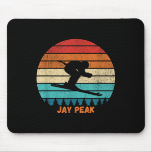 Retro Sunset Jay Peak Vermont Skiën Skier _1 Muismat