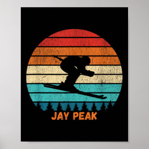 Retro Sunset Jay Peak Vermont Skiën Skier _1 Poster