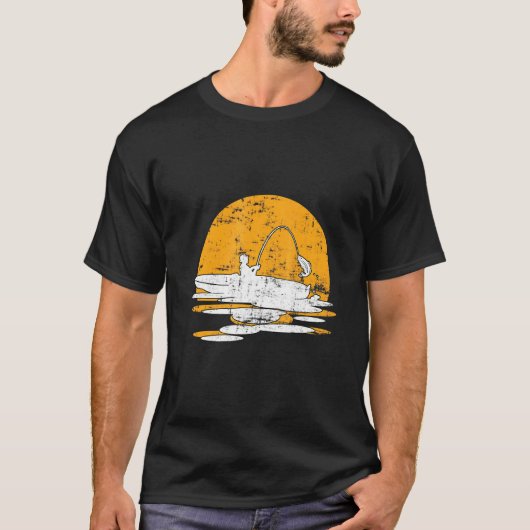 Retro  Sunset Kayak Vist T-shirt (Voorkant)
