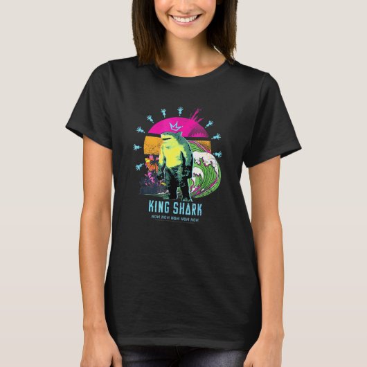 Retro Sunset King Shark Nom Nom T-shirt (Voorkant)