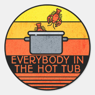Retro Sunset kreeft pot, Hot Tub Ronde Sticker