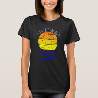 Retro Sunset Lake en Wine Coffee Lake Wine herhale T-shirt