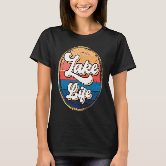 Retro Sunset Lake Life Mannen & Women houdt van Ca T-shirt (Voorkant)