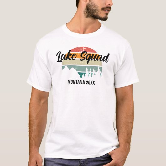 Retro Sunset Lake Squad Familiereünie Zomerreis T-shirt (Voorkant)