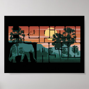 Retro Sunset Landscape Asia Thailand - Typografie Poster