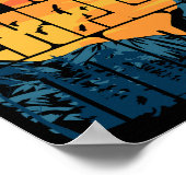 Retro Sunset Landscape Hiking Adventure verkennen Poster (Hoek)