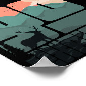 Retro Sunset Landscape Hiking Adventure verkennen Poster (Hoek)