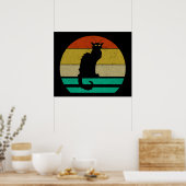 Retro Sunset Le Chat Noir Black Cat Poster (Keuken)