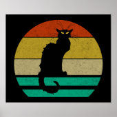  Retro Sunset Le Chat Noir Black Cat Poster (Voorkant)