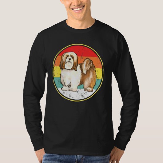 Retro Sunset Lhasa Apsos Dog T-shirt (Voorkant)