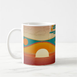Retro Sunset Lines Aesthetic Classic Coffee Mug Koffiemok