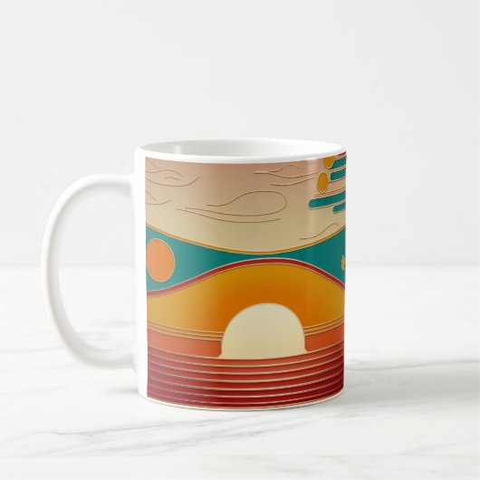 Retro Sunset Lines Aesthetic Classic Coffee Mug Koffiemok (Links)