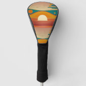 Retro Sunset Lines Aesthetic Golf Driver Cover (Voorkant)