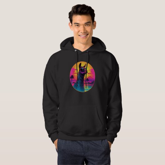 Retro Sunset Llama Hoodie (Voorkant volledig)