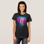 Retro Sunset Lucky Cat T-shirt (Voorkant volledig)