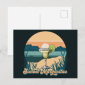 Retro Sunset Margaritas Briefkaart (Voorkant / Achterkant)