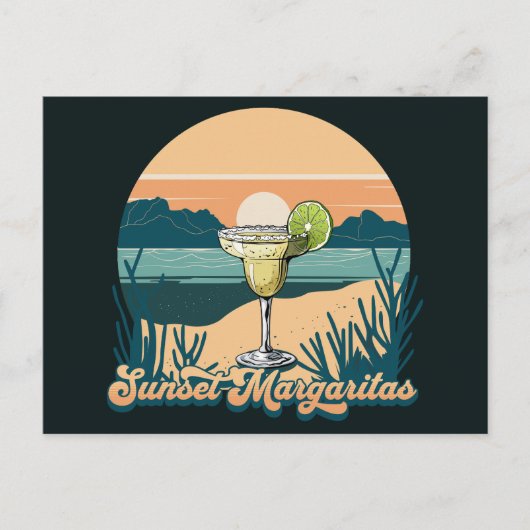 Retro Sunset Margaritas Briefkaart (Voorkant)
