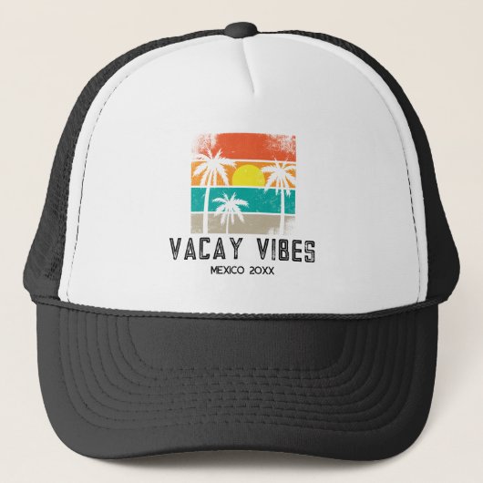 Retro Sunset Meisjes Reünie Vakantie Vibes Trucker Pet (Voorkant)
