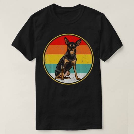  Retro Sunset Miniatuur Pinscher Dog T-shirt (Design voorkant)