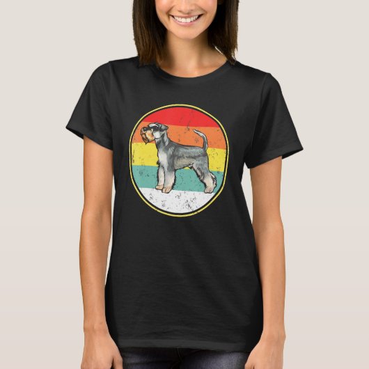 Retro Sunset Miniatuur Schnauzer Dog T-shirt (Voorkant)