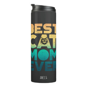 Retro  Sunset Moederdag Best Cat Mam Ever Thermosbeker