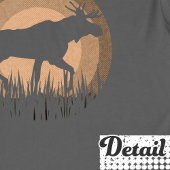 Retro Sunset Moose Silhouet Natuur Perzik Grijs T-shirt