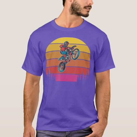 Retro Sunset Motocross Supercross Off Road Road T-shirt (Voorkant)