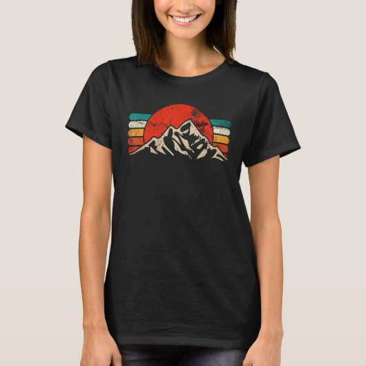 Retro Sunset Mountain Biking Mtb Cyclist T-shirt (Voorkant)