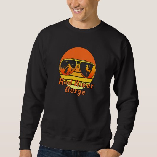 Retro Sunset Mountain Kentucky Rock Klimmen Rood R Trui (Voorkant)