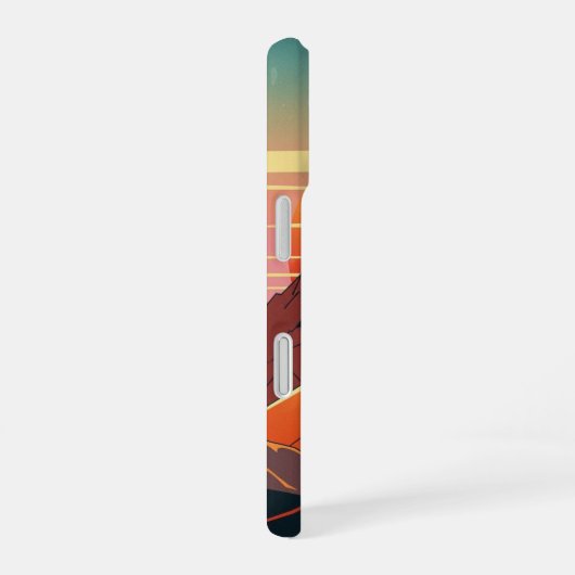 Retro Sunset Mountains iPhone 16 Hoesje (Rechterkant)