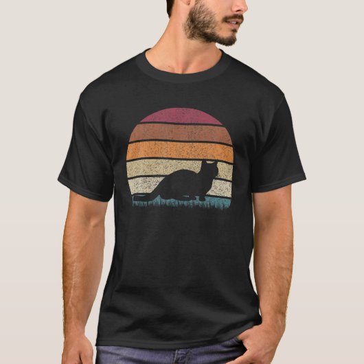  Retro Sunset Munchkin Cat Lover Verdrietig T-shirt (Voorkant)